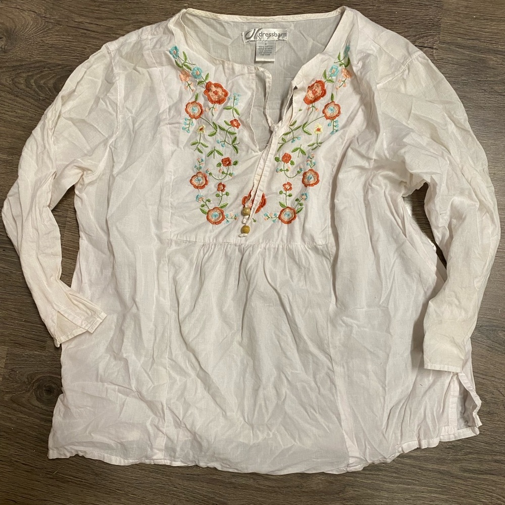 Colorful folk art top embroidered